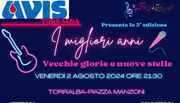 Musica e solidarietà: a Torralba la 3^ edizione de “I migliori anni”