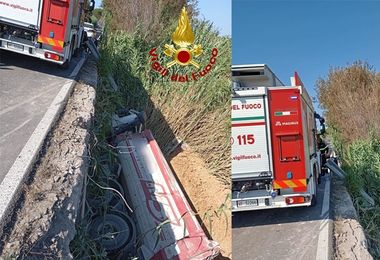 Camion fuori strada a Sorso, conducente in pronto soccorso